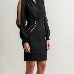 Beautiful Black midi skirt with lace-up details